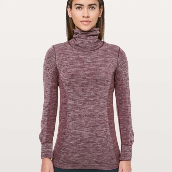 Lululemon Woolly Wonder long Sleeves Lightweight Turtleneck Dark Adobe / White 6 - Picture 1 of 4